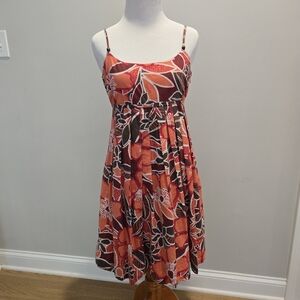 New York and Company Orange Floral Sundress, Size 2